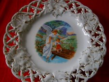 Antik Durchbruch Sammelteller Zierteller Schutzengel  mit Kind Teller
