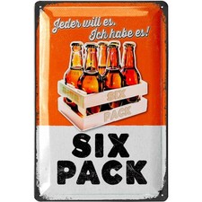 Blechschild Six Pack Bier Bar