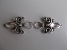 8 Miederhaken antiksilber mit Strass-Stein kristall, Länge: ca. 45mm