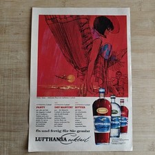 Lufthansa Cocktail 1965 Adv Vintage Werbung Anzeige Reklame yellowed_vintageads