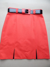 Kurzer enger Rock Damen 38 Minirock skirt rot schwarz Schlitz Elegant Business