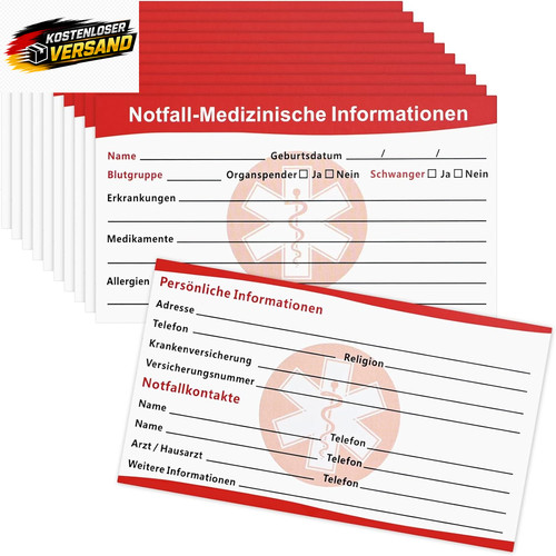 Notfall kontaktausweise set - notfall-kontaktausweise,