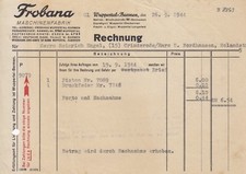 WUPPERTAL-BARMEN, Rechnung 1944, Frobana Maschinen-Fabrik
