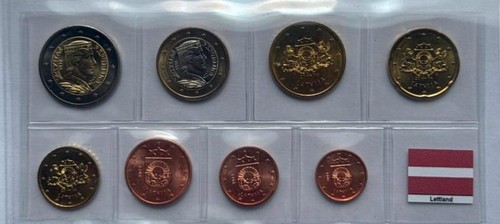 Lettland euro kursmünzensatz - lettland, euro-kursmünzensatz