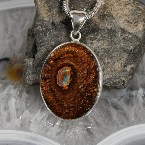 Boulder opal anhänger 925 - boulder,