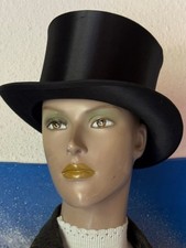 Vintage Zylinder Hut Schwarz | „Deutsches Erzeugnis“ | Größe 54 | Steampunk 50er