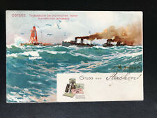 AK Litho (1110) Werbung für Hauswaldt Cacao Schokolade Marine Ostsee Torpedoboot