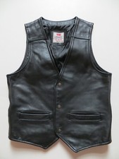 Levi's Leder Weste Lederweste Gr. M Schwarz ! Leather Vest Echtes Leder ! KULT !