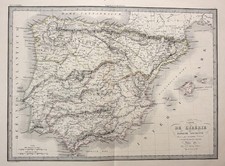 1827 Espana Spain Spanien Portugal Karte map Kupferstich antique print Br 157070