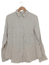 Brookshire Hemdbluse Damen Leinen Basic Gr. 40/L Beige Langarm