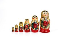 DDR Vintage UdSSR Souvenir russische Matroschka 5 teilig Babuschka H 13,5 cm