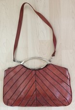 Vintage Tasche Handtasche Schlangenleder rot-braun Schultertasche Leder