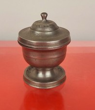 Seltene Biedermeier-ZINN-MINIATUR-DECKELDOSE von 1842 - für die Rauchfangküche