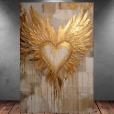 LEINWAND BILD ER XXL ABSTRAKT ENGELSFLÜGEL HERZ ENGEL GOLD WAND POSTER P1025