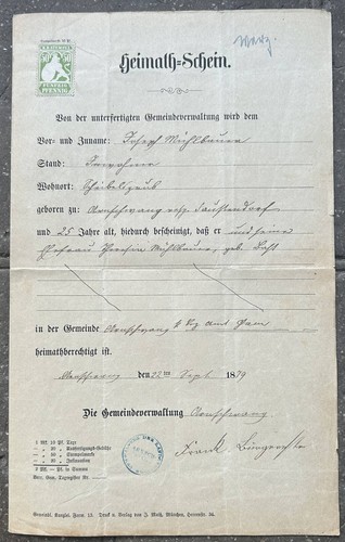 Heimatschein königreich - heimatschein,