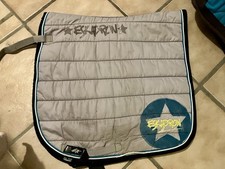 Eskadron Dressur-Schabracke Full WB Grau mit Stern in Petrol grauer Schriftzug 