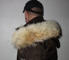 Kojote Pelz Kapuzen Kragen Fellkragen Coyote Fell Jacke XXL Pelzkragen Jacke Fur