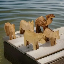 3 Mini Tiere Olivenholz