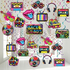 30 Stück 80er Party Dekorationen, Retro 1980er Hip Hop Party Hängende Wirbel D