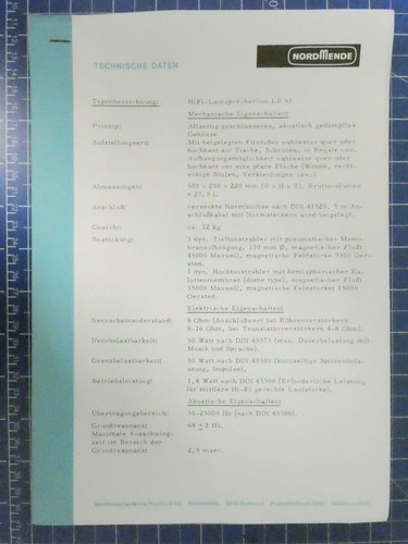 Nordmende technische daten - technische,