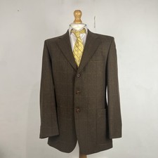 DAKS Tweed Blazer Sakko Herren 40R dunkelbraun kariert Country Sport
