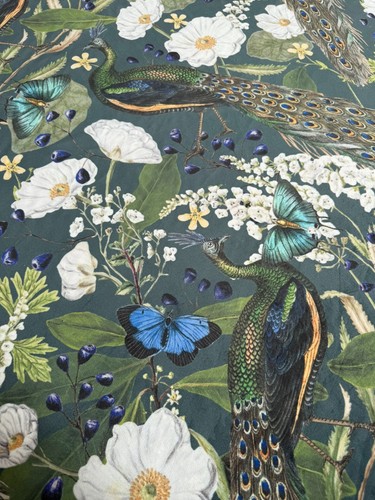 Pfau samt stoff botanisch - pfau,