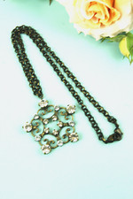 Konplott Kette bronze "Rosette" Swarovski Strasstein weiss neu