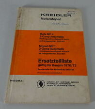 Teilekatalog / Ersatzteilliste Kreidler Mofa MF 4 / Moped MP 1 von 12/1971