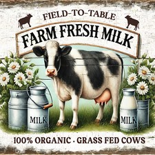 Deko Bild Kuh Milchkannen