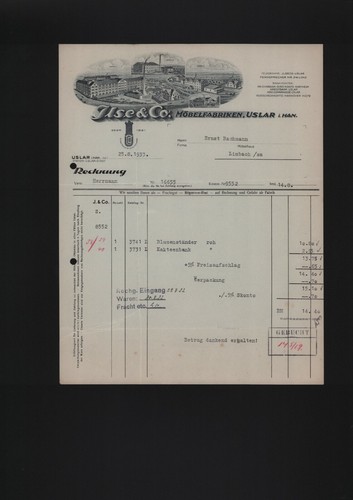 Uslar rechnung 1933 ilse - uslar,,