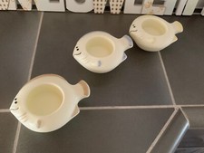 3 Fische Teelichthalter creme Maritim Bisquitporzellan Partylite NEUw RAR +Bonus