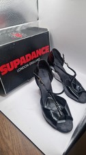 Supadance Damen schwarz Satin Latein T-Steg Sandale Tanzschuhe Größe 5,5
