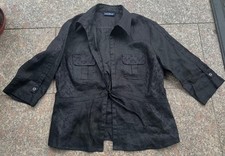 ❀ Sehr schöne Damen Leinen Bluse offen schwarz Lochmuster Gr. 40/42 NEU ❀ 