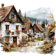 Deko Bild Dorf Berge Alpen