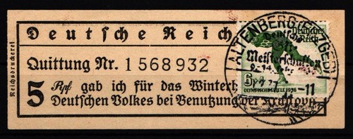 Deutsches reich 600 - reich, quittung