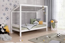 ANGEBOT Fußballbett "Kimi" inkl. Rollrost B-WARE Kiefer massiv Weiß 90x200 cm