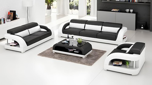 Ledersofa sofagarnitur 1 - sofagarnitur, 3+2+1