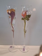 2 Vintage NAGEL Bemaltes Glas H = 27 cm Vitrine Nachlass Sammlung Top Handarbeit