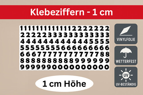 Klebeziffern - , –