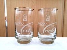 2 Schnapsgläser "INTER-Cock" mit Goldrand von VEB Weinbrennerei Meerane DDR 1974