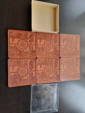 6 Bierdeckel München Leder, leather beer mats coaster, olympic games 1972, rare