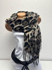 XL großer Schal Leo Muster Braun Schwarz Beige Print Viskose Tierdruck