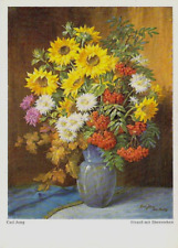 Künstler AK Carl Jung Blumen Strauß mit Eberesche Verlag Wiechmann