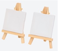 2x Mini Staffelei mit Leinwand