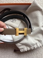 Hermès wendbarer Ledergürtel schwarz orange H Constance  Etoupe Schwarz 85cm Neu