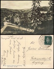 Ansichtskarte Schwarzburg Hotel Weißer Hirsch mit Schloß 1929