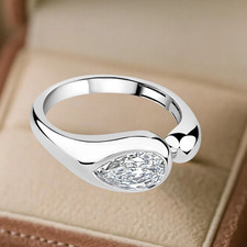 14K Weißgold 1,50 Kt Birne