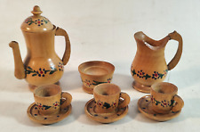 Puppenstube Miniatur Holz Geschirr Kaffee Tee Service Bauernmalerei Krug GA24