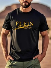Philipp Plein Emblem T-Shirt Orange-Druck ! schwarz Atmungsaktiv Größe L Neu !!
