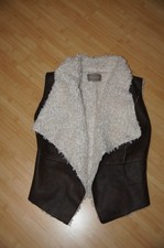 ORSAY Übergangsjacke WESTE Fellweste Felljacke braun weiß 34 XS-S NEU